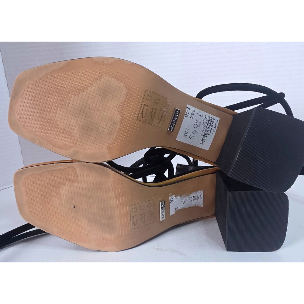 Topshop Nashville Black Suede Wrap Block Heel Sandals Square Toe 40 US 9 - Picture 8 of 9